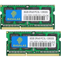 Rasalas DDR3 16GB komplekts (2 x 8GB) DDR3 1600MHz PC3L-12800S Non ECC unbufered 1.35V CL11 2Rx8 Dual Rank SODIMM klēpjdatora atmiņa