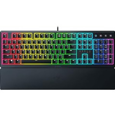 Razer Ornata V3 plakana mehāniskās membrānas tastatūra ar Chroma RGB (multivides taustiņi, pilnībā programmējams) Ziemeļvalstu izkārtojums, melns, melns