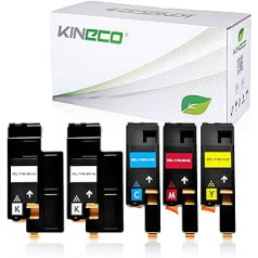 Kineco 5 toneriai suderinami su Dell C1760nw, 1250c, C1765nfw, C1700 Series, 1350cnw, 1355cnw - Schwarz je 2.000 Seiten, Color je 1.400 Seiten