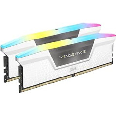 Corsair VENGEANCE RGB DDR5 RAM 32GB (2x16GB) 5600MHz CL36 Intel XMP iCUE saderīga datora atmiņa — balta (CMH32GX5M2B5600C36WK)