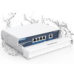 YuanLey 4 portu PoE slēdzis Gigabitu ūdensizturīgs āra Ethernet nepārvaldīts tīkla slēdzis ar VLAN funkciju, 78 W iebūvēta jauda, IEEE802.3af/at atbalsts un Plug & Play, lietošanai ārpus telpām