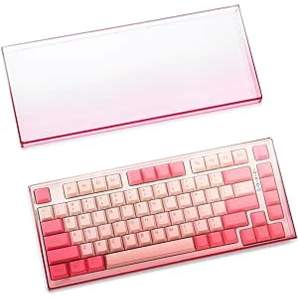 YUNZII Transparent Acrylic Keyboard Case Cover with Dustproof Waterproof Anti Impact Protective Case for 65% 75% Layout 84 Keys 98 Keys (75% or 84 Key Size, Pink)