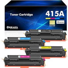 inkalfa 4-Pack 415A 415X ar mikroshēmu Savietojams ar HP 415A 415X MFP M479fdw toneris Color Laserjet Pro M479dw M479fnw M479fdn M454dw M454dn M479 W2031A W30low ta