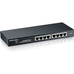 ZyXEL 8-Port Gigabit Switch | Išmaniai valdoma | Stalinis / stovo laikiklis ir dizainas be ventiliatoriaus | VLAN, IGMP, QoS [GS1900-8]