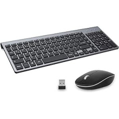 GALENMORO bezvadu tastatūras peles komplekts - USB QWERTZ (vācu) bezvadu tastatūras pele Ergonomiska tastatūra Bezvadu tastatūras pele datoram/personālajam datoram/klēpjdatoram/viedtelevizoram/Windows - melna