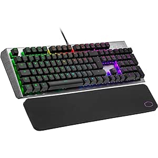 „Cooler Master CK550 V2“ mechaninė žaidimų klaviatūra – RGB foninis apšvietimas, tiesioginiai valdikliai, aliuminio viršutinė plokštė ir riešo atrama – JK išdėstymas / raudoni jungikliai