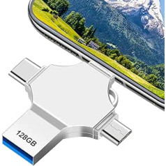 4 vienā Memory Stick USB stick, lielas ietilpības USB zibatmiņas zibatmiņa 3.0 USB, ārējās atmiņas paplašināšanas zibatmiņas disks viedtālrunim/OTG Android/klēpjdatoram/personālajam datoram, piemērots ceļojumiem un birojam