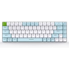 Qisan mehāniskā bezvadu tastatūra spēļu tastatūra sarkans slēdzis mini dizains (60%) 68 taustiņi ASV izkārtojums zilā un baltā krāsā