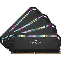 Corsair Dominator Platinum RGB DDR5 RAM 64GB (4x16GB) 6600MHz CL32 Intel XMP iCUE saderīga datora atmiņa — melna (CMT64GX5M4B6600C32)