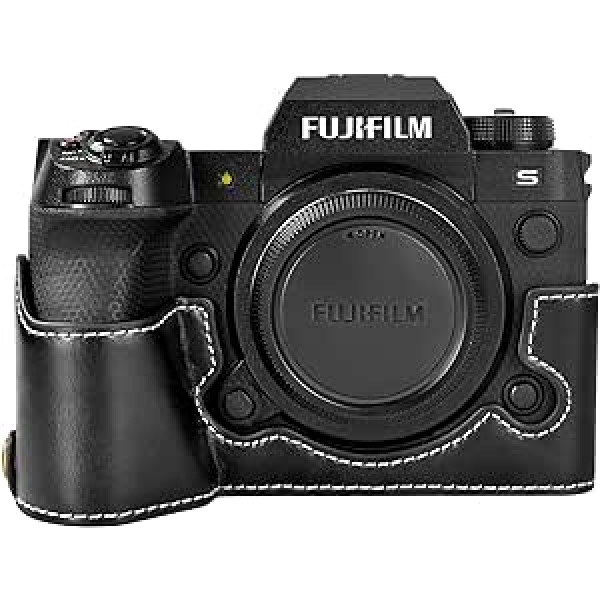 Fuji XH2S/X-H2S futrālis, MUZIRI KINOKOO ādas apakšdaļa, saderīga ar Fujifilm XH2S/X-H2S kameras puskorpusa aizsargvāciņu, PU ādas melns, kosmētikas maciņš