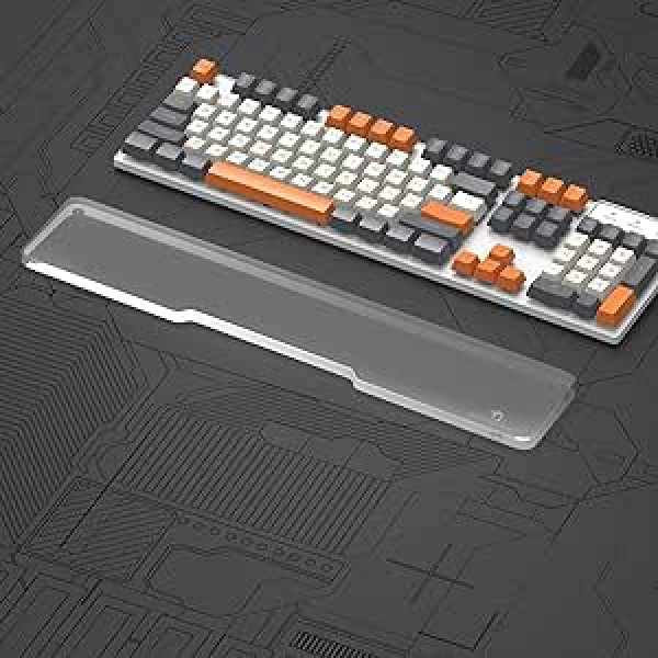 MAMBASNAKE plaukstas balsts tastatūrai, Ergonomisks akrila tastatūras paliktnis 100% tastatūrai - Tastatūras plaukstas balsts birojam/spēlēm/rakstīšanai/klēpjdatoram/personālajam datoram - Premier dzidrs akrils - neslīdošas gumijas pēdas