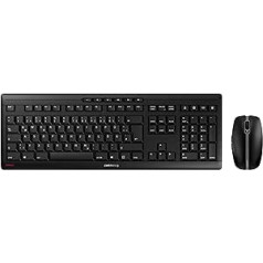 CHERRY STREAM DARBATŪRAS UZLĀDE, Bezvadu tastatūras un peles komplekts, vācu izkārtojums, QWERTZ tastatūra, uzlādējama, Blue Angel, GS apstiprināts, SX šķērveida mehānisms, kluss, melns