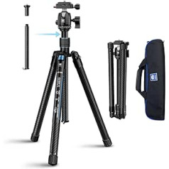 SIRUI Carbon Camera Tripod with B-00K Ball Head, 151.9 cm Compact, Quick Release Leg, Reversible Centre Column, Inverted Folding Legs, Maximum Load 10 kg (Traveler X-I Tripod Tripod)