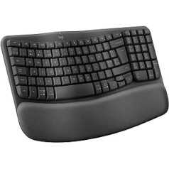 Logitech Wave Keys bezvadu ergonomiskā tastatūra — grafīta angļu QWERTY izkārtojums