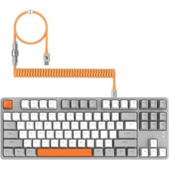 MAMBASNAKE AK873 DIY mehāniskā tastatūra, spirālveida kabelis, 22 taustiņu RGB fona apgaismojums, peldošs taustiņu vāciņš, 87% tastatūra ar noņemamu magnētisko vāciņu, spēlētājiem