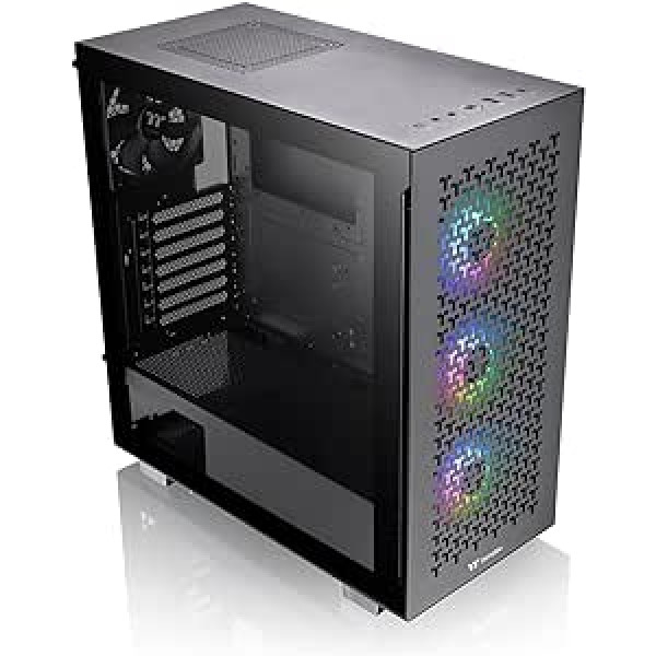 Thermaltake V350 TG ARGB Air Black PC šasija Mid Tower ATX korpuss 4 mm rūdīts stikls 4 x ventilatori, ieskaitot melnu