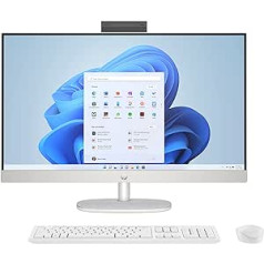 HP 27-cr0001sl All-in-One, AMD Ryzen 5 7520U, 8 GB RAM LPDDR5, 512 GB SSD NVMe, AMD Radeon integrēts, 27 collu FHD IPS displejs, WiFi, iebūvēts audio, 2W, Windows 11, bez pieskāriena, balts