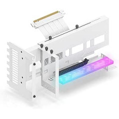 EZDIY-FAB vertikālā PCIe 4.0 GPU turētāja grafikas kartes turētājs ar 5 V 3 kontaktu ARGB LED moduli, videokartes atbalsta komplektu ar PCIe 4.0 X16 Gen4 17 cm / 6,69 balts stāvvada kabelis 90 grādu taisns leņķis balts