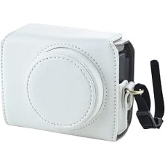 Rieibi ZV1 Case - Vintage PU Leather Camera Case for Sony ZV1 ZV-1 DSLR Camera - Protective Case with Strap, White, Camera case