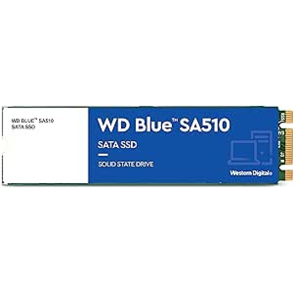 WD Blue SA510 SATA SSD 500 GB M.2 2280 (lasīšanas ātrums līdz 560 MB/s, rakstīšanas ātrums līdz 510 MB/s, jauninājums personālajam datoram/klēpjdatoram, 3 mēnešu izmēģinājuma versija no Dropbox Professional, Western Digital SSD informāci