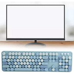 qwertz bezvadu tastatūra, bezvadu tastatūra, viena 2,4 GHz bezvadu 104 taustiņu tastatūra un peles komplekts, biroja galddators, jauka datora tastatūra (zilā jauktā krāsā)