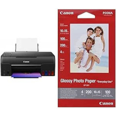 Canon daudzfunkcionālais printeris PIXMA G650 MegaTank printeris tintes printeris skeneris kopētājs melns un fotopapīrs GP-501 spīdīgs balts - 10 x 15 cm 100 loksnes tintes printeriem - PIXMA printeris