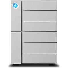 LaCie 6big Thunderbolt 3, 24TB ārējais cietais disks, 3,5 collas, 6 bay RAID, Thunderbolt 3, PC un Mac, sudraba krāsa, 3 gadu datu glābšanas pakalpojums, modeļa Nr.: STFK24000402