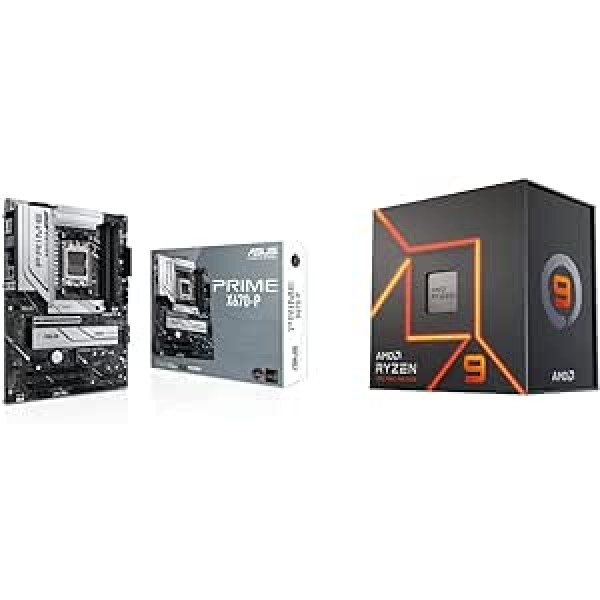 ASUS Prime X670-P spēļu mātesplates ligzda AMD AM5 (Ryzen 7000, ATX, PCIe 5.0, USB 3.2 Gen 2x2 Type-C, Aura Sync RGB apgaismojums) + Ryzen 9 7900X procesors, 12 kodoli / 24 pavedieni, Zen 4 Architecture