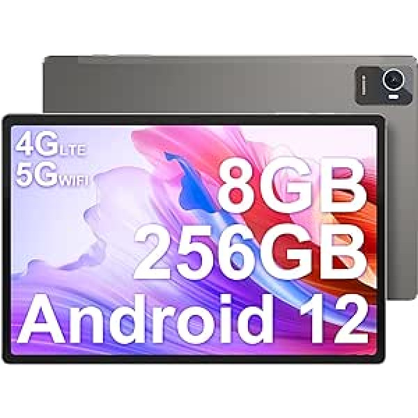 džemperis planšetdators 10,5 collu Android 12 Octa-Core T616, 8 GB RAM, 256 GB ROM planšetdatori, divas SIM kartes, 1920 x 1200 IPS FHD, 4G LTE, 5G/2.4G WiFi, 4 skaļruņi, BT5, kamera, 13 MPA, 02 m, 0 20 m.