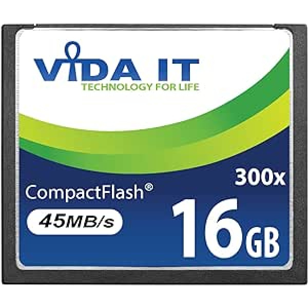 Vida IT 16GB Compact Flash CF atminties kortelė 300x 45MB/s, skirta Canon EOS 10D 20D 20Da EOS 300D EOS 30D 350D EOS 400D 40D EOS 50D 5D Mark II EOS 7D EOS D30 SLR fotoaparatas