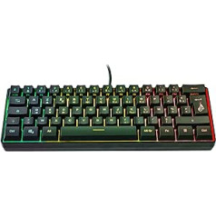 SureFire Kingpin X1 60% spēļu tastatūra franču valodā, spēļu multivides tastatūra maza un mobilā, RGB tastatūra ar apgaismojumu, 25 anti-ghosting taustiņi, franču izkārtojums AZERTY