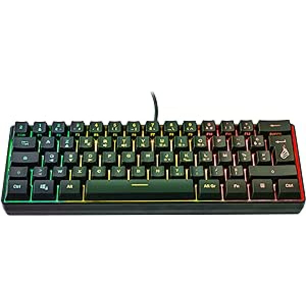 SureFire Kingpin X1 60% spēļu tastatūra franču valodā, spēļu multivides tastatūra maza un mobilā, RGB tastatūra ar apgaismojumu, 25 anti-ghosting taustiņi, franču izkārtojums AZERTY