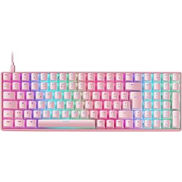 Mars Gaming MKULTRA, mehāniskā tastatūra Pink RGB, kompakta 96%, slēdzis Outemu SQ Red, portugāļu-US