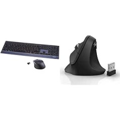 Rapoo 9500M bezvadu tastatūras peles komplekts Bezvadu galda komplekts 1600 DPI sensors - melns & Hama bezvadu peles ergonomisks melns, A tipa USB spraudnis, AA Mignon akumulators