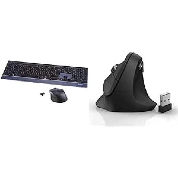 Rapoo 9500M bezvadu tastatūras peles komplekts Bezvadu galda komplekts 1600 DPI sensors - melns & Hama bezvadu peles ergonomisks melns, A tipa USB spraudnis, AA Mignon akumulators