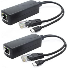 ANVISION AV-PS05-1 5V PoE sadalītājs, 48V līdz 5V 2,4A adapteris ar mikro USB spraudni, saderīgs ar IEEE 802.3af, IP kamerai, planšetdatoriem, Dropcam vai Raspberry Pi un citiem, iepakojums pa 2