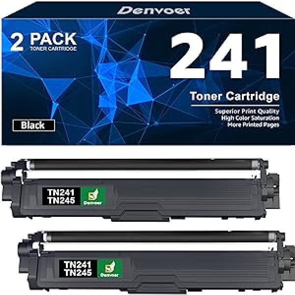 Denvoer TN241 TN-241 TN-242 TN-245 toneris saderīgs ar Brother MFC 9332CDW toneri Brother DCP 9022CDW Brother MFC 9142CDN toneris Brother HL-3142CW toneris (2 melni)