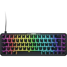 Fnatic Gear STREAK65 mechaninė žaidimų klaviatūra su LED RGB foninio apšvietimo greičio sidabro jungikliu – mažas, kompaktiškas ir nešiojamas klaviatūros išdėstymas (65 %) (vokiškas išdėstymas; QWERTZ)