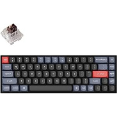 Keychron K6 Pro bezvadu mehāniskā tastatūra QMK/VIA programmējami makro, karsti nomaināma Keychron K Pro brūnā slēdža tastatūra, 65% ASV izkārtojums baltā fona apgaismojuma biroja tastatūra