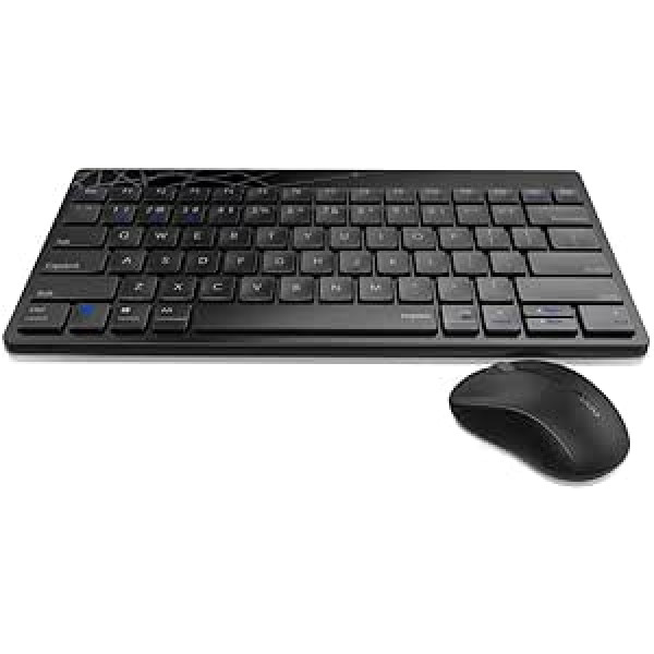 Rapoo 8000M kabelloses Tastatur-Maus Set Wireless Deskset 1300 DPI Sensor 12 Monate Batterielaufzeit kompakt DE-Layout QWERTZ PC & Mac - schwarz/grau