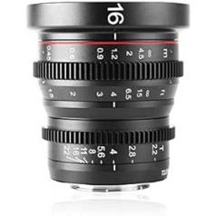 Meike 16 mm T2.2 manuālā fokusa platleņķa objektīvs M43 Micro Four Thirds MFT stiprinājuma kamerām un kinokamerai BMPCC