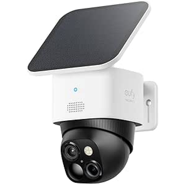 eufy Security SoloCam S340, āra saules novērošanas kamera, 360° novērošana, bez aklo zonu, āra novērošanas kamera ar 2,4 GHz WiFi, bezmaksas lietošana, saderīga ar HomeBase 3