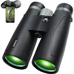 OIRHNL 12 x 50 binoculars for adults, 18 mm HD eyecup and super bright, waterproof binoculars for bird watching, hunting, travel, outdoor sports, hiking