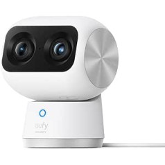 eufy Security Indoor Cam S350, divas kameras, 4K UHD izšķirtspēja, novērošanas kamera ar 8x tālummaiņu un 360° PTZ, cilvēku/dzīvnieku mākslīgais intelekts, ideāli piemērots mazuļa monitoram/mājdzīvnieku kamerai/mājas novērošanai, divjo