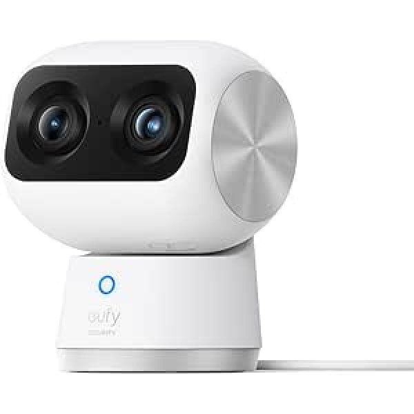 eufy Security Indoor Cam S350, divas kameras, 4K UHD izšķirtspēja, novērošanas kamera ar 8x tālummaiņu un 360° PTZ, cilvēku/dzīvnieku mākslīgais intelekts, ideāli piemērots mazuļa monitoram/mājdzīvnieku kamerai/mājas novērošanai, divjo