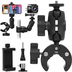 Action Camera Mount Motocikla velosipēda stiprinājums, SOARFLY viedtālruņa klipsi stūres stiprinājuma piederumi, 360° rotācijas stūres mobilā tālruņa turētājs DJI Osmo GoPro Hero 10/9/8/7/6 Insta360 One X2