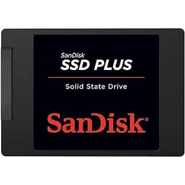 SanDisk SSD Plus iekšējais SSD cietais disks, 480 GB, ātrāka palaišana, izslēgšana un ielāde, lasīšanas ātrums 535 MB/s, rakstīšanas ātrums 445 MB/s, triecienizturīgs