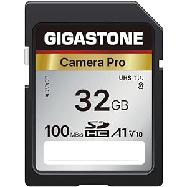 Gigastone Camera Pro 32 GB SDHC atmiņas karte ar ātrumu līdz 100 MB/s, kas paredzēta Canon Sony Nikon Olympus digitālajām kamerām Full HD video ierakstīšanai UHS-I U1 V10, 10. klase