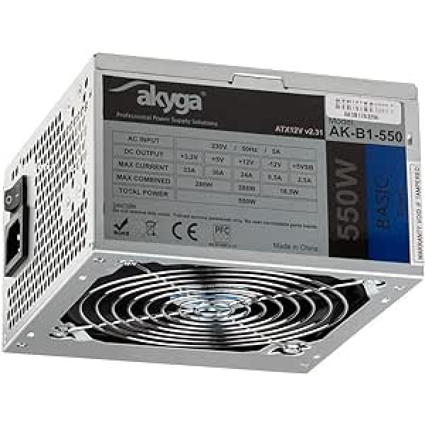 Akyga PSU (Power supply unit) with Quiet Fan, Grey, 120 mm grey gray