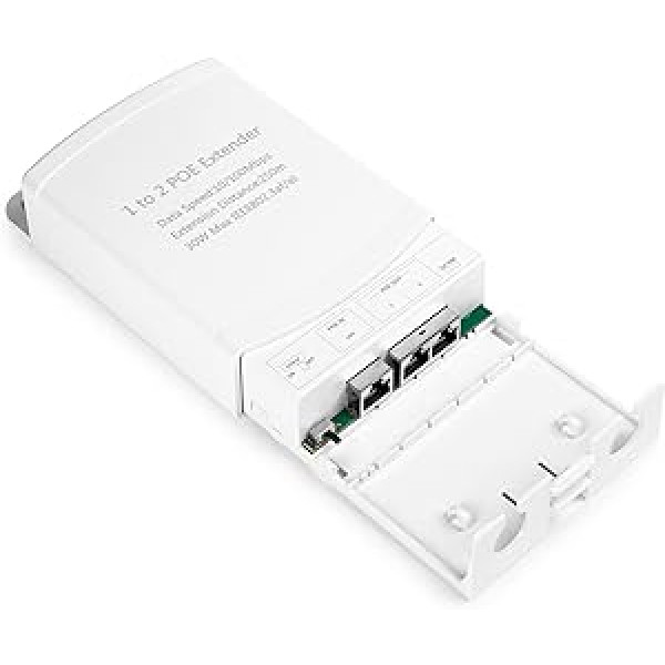 Revotech 2 portu PoE paplašinātājs IP67 ūdensizturīgs PoE atkārtotājs 100 m/250 m paplašinājums ārpusē, 1 in 2 out PoE adapteris, komplektā ar IEEE802.3af/at, 10/100 Mbps RJ45, Plug and Play (WPOE6003)